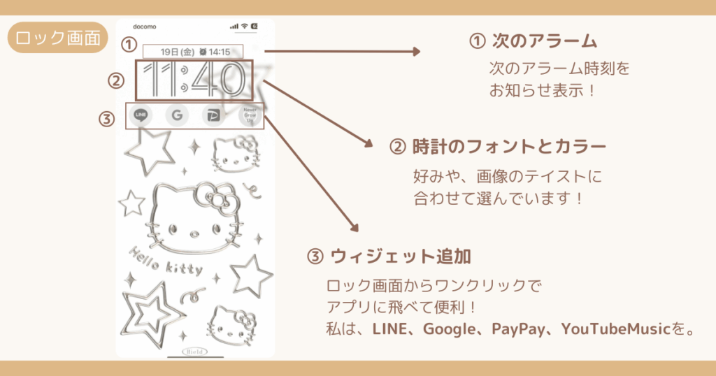 30代主婦の実用性×おしゃれ風ホーム画面｜ロック画面